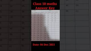 maths answer key || class 10|| Date 4 December 2021||Standard||