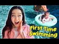 She Tries Swimming For The First Time!!