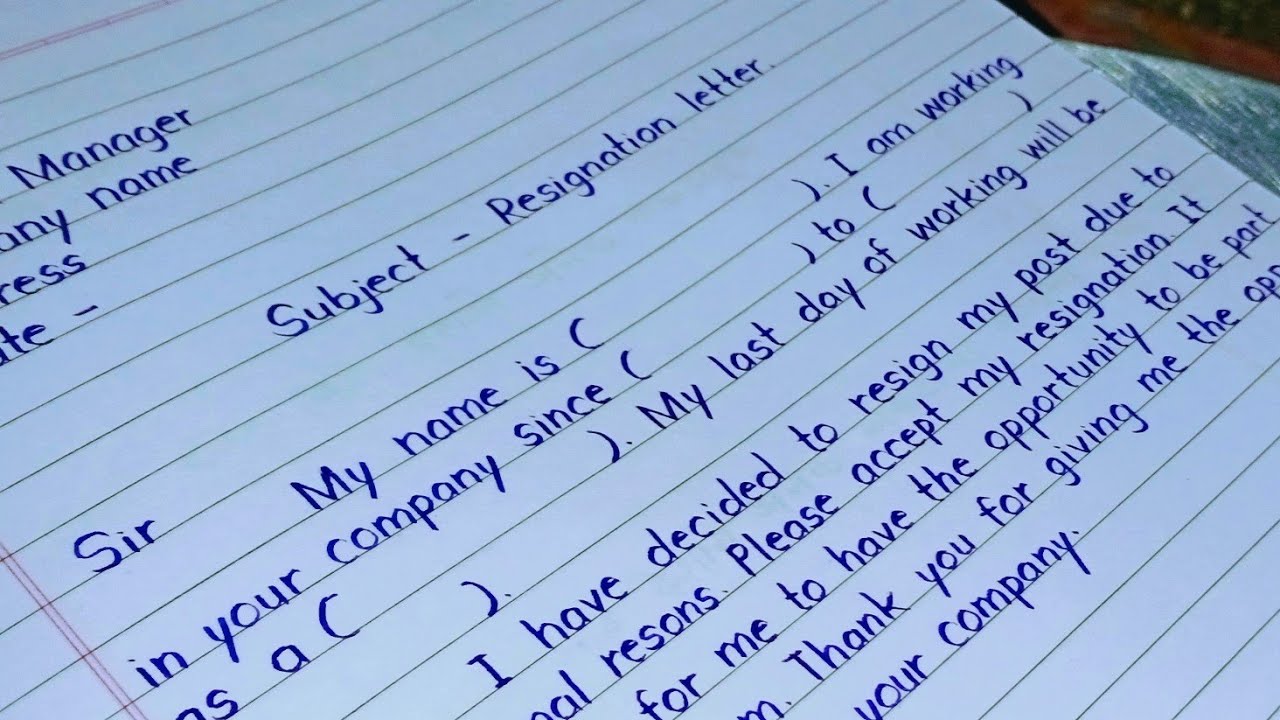 Resignation letter in english || Sample of Resignation letter ...