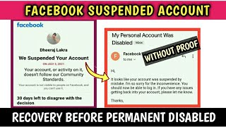 We Suspended Your Facebook Account Problem Solution | Account Permanent Disabled After 30 Days