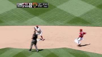 PHI@WSH: Rollins starts double play to end the sixth