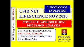 CSIR NET LIFESCIENCE NOV 2020 | COMPLETE PAPER SOLUTION | DISCUSSION | ECOLOGY & EVOLUTION