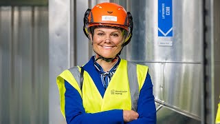 Crown Princess Victoria of Sweden in helmet and yellow west