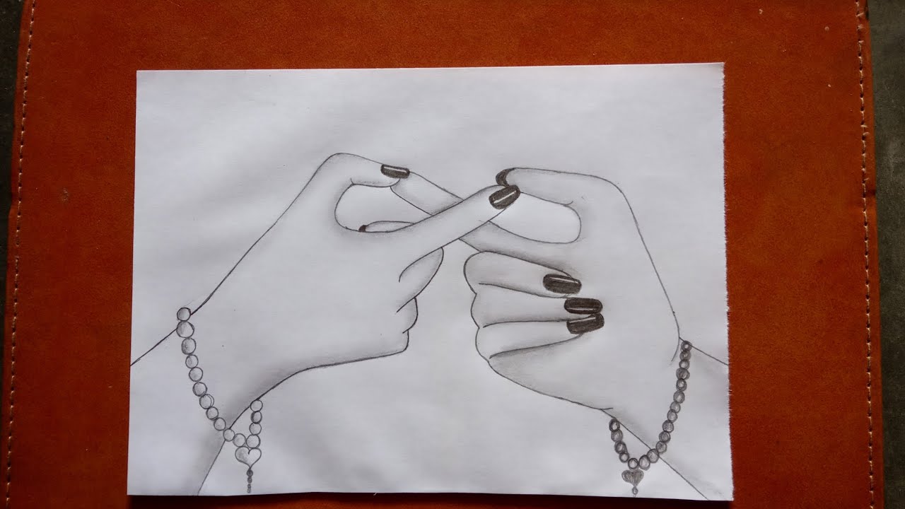 Two Best Friends Holding Hands Drawing