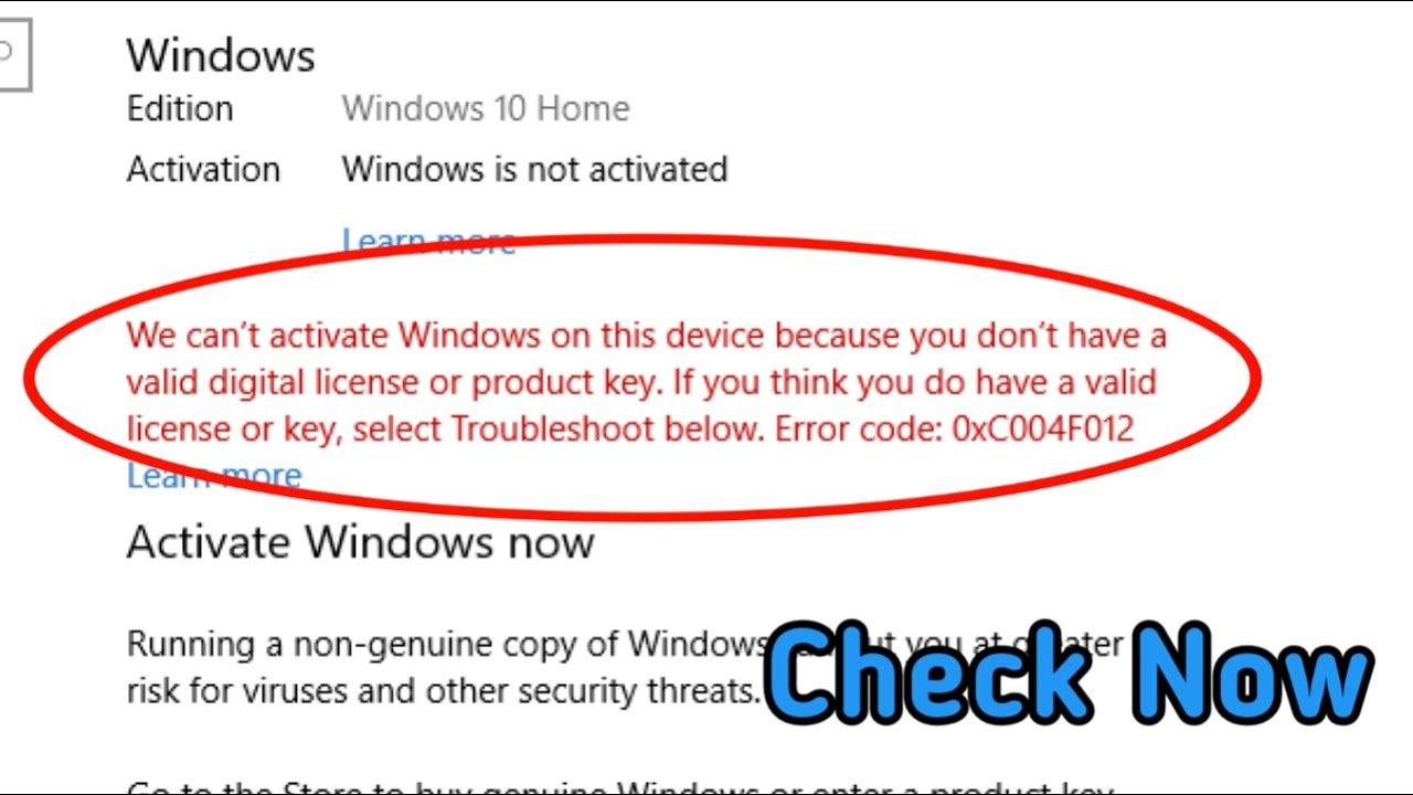 Why Windows 10 cannot activate?