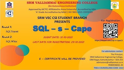 SQL-s-Cape | CSI EVENT | SRM VEC CSI