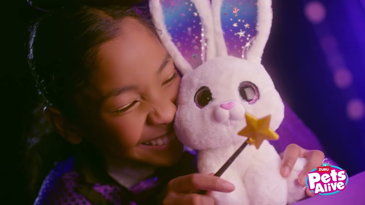 Peluche Interactive Pets Alive Magic Bunnies ZURU – Lapin Blanc Avec Baguette Magique – Plus De 30 Surprises – 3 Modèles à Collectionner