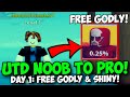 Noob to pro day 1 free godly  op shiny code  instant pro  ultimate tower defense season 3