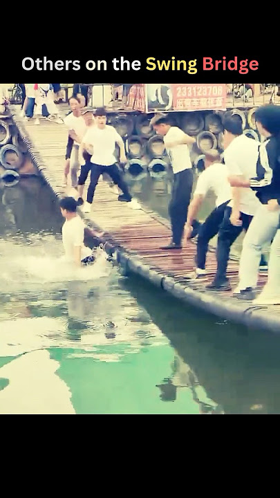 Wait for the end 😂☝️ other on the swing bridge vs the last one ☝️ #funny #viral #trollface #shorts