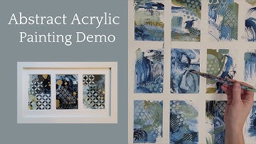 Abstract Acrylic Painting Demo / Using Stencils / Mark-Making Tools / Painting On a Grid