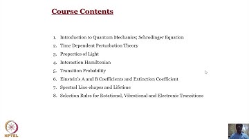 Course Introducion - Quantum Mechanics and Molecular Spectroscopy