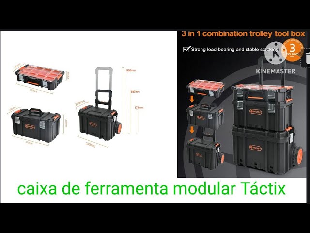 Caixa Ferramentas Modular + Carrinho Tactix em Oferta!