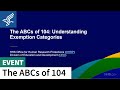 The ABCs of 104: Understanding Exemption Categories