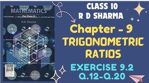 RD Sharma Class 10 Chapter 9 Trigonometic Ratios Ex- 9.2 CLASS 10 RD SHARMA | latest Edition #maths 