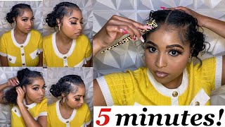 HAIR HACK| QUICK &amp; EASY LAZY NATURAL HAIRSTYLE | 5 MINUTE HAIRSTYLE FOR SHORT/MEDIUM NATURAL HAIR