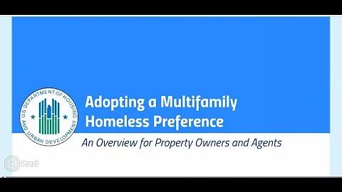 Adopting a Multifamily Homeless Preference: An Overview Webinar - 10/11/2016