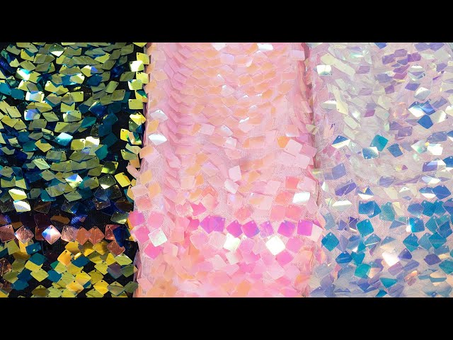 Iridescent Color 18mm Large Size Sequin Sparkle Fabric - OneYard