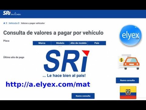 http://a.elyex.com/mat Consulta valor a Pagar Matriculación Vehicular SRI Ecuador