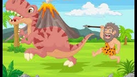 Dino Dash protecting egg from caveman