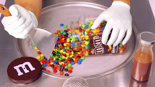 Satisfying ASMR - m&m Candy Ice Cream Rolls | how to make colorful m&m's to rolled fried Ice Cream