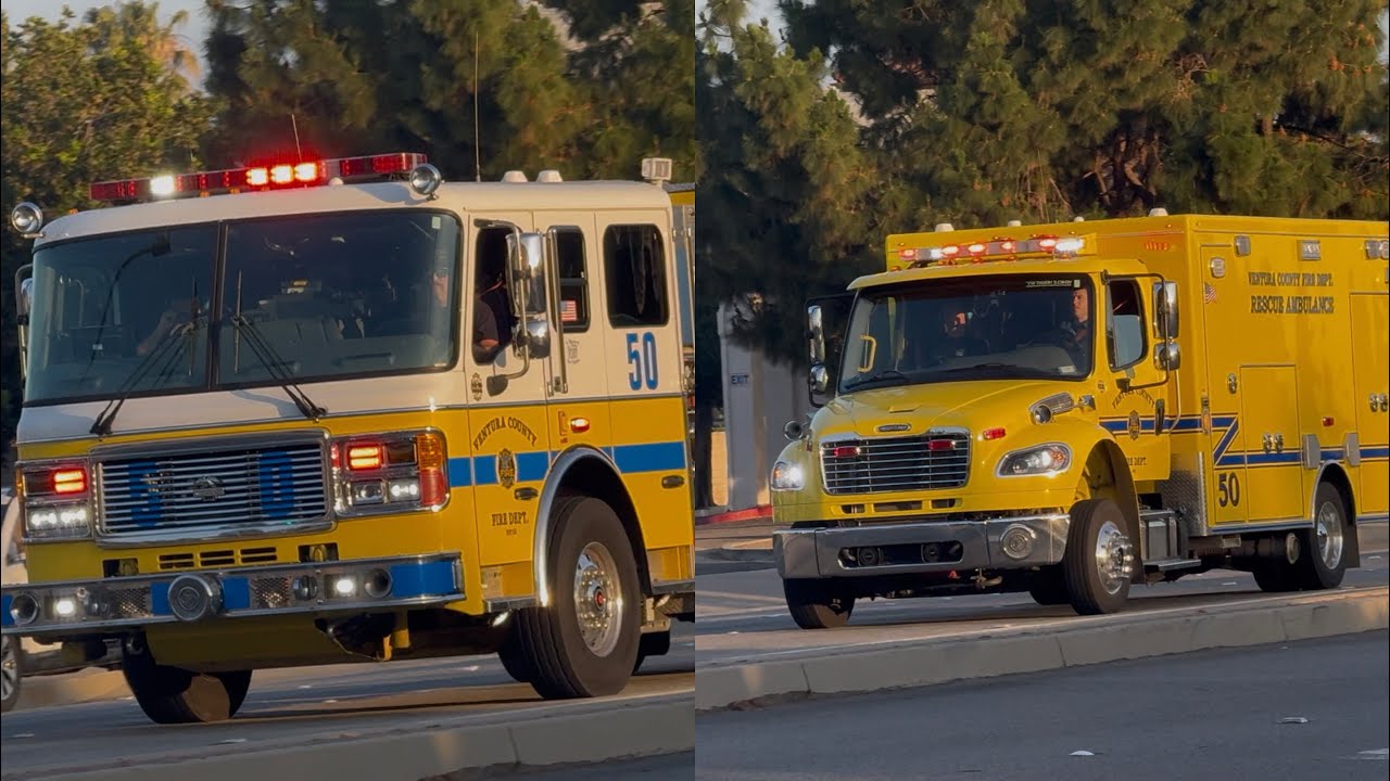 Ventura County Fire Department Medic Engine 50 & RA50 Responding Code 3 ...