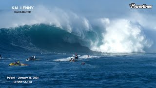 Kai Lenny - Bomb Barrels [2 Raw Clips] Pe'ahi, MAUI - January 16, 2021