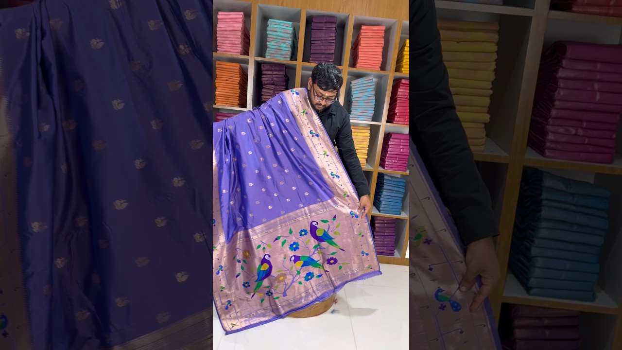 Pure Kanchipuram Paithani Silk Parrot Design Saree