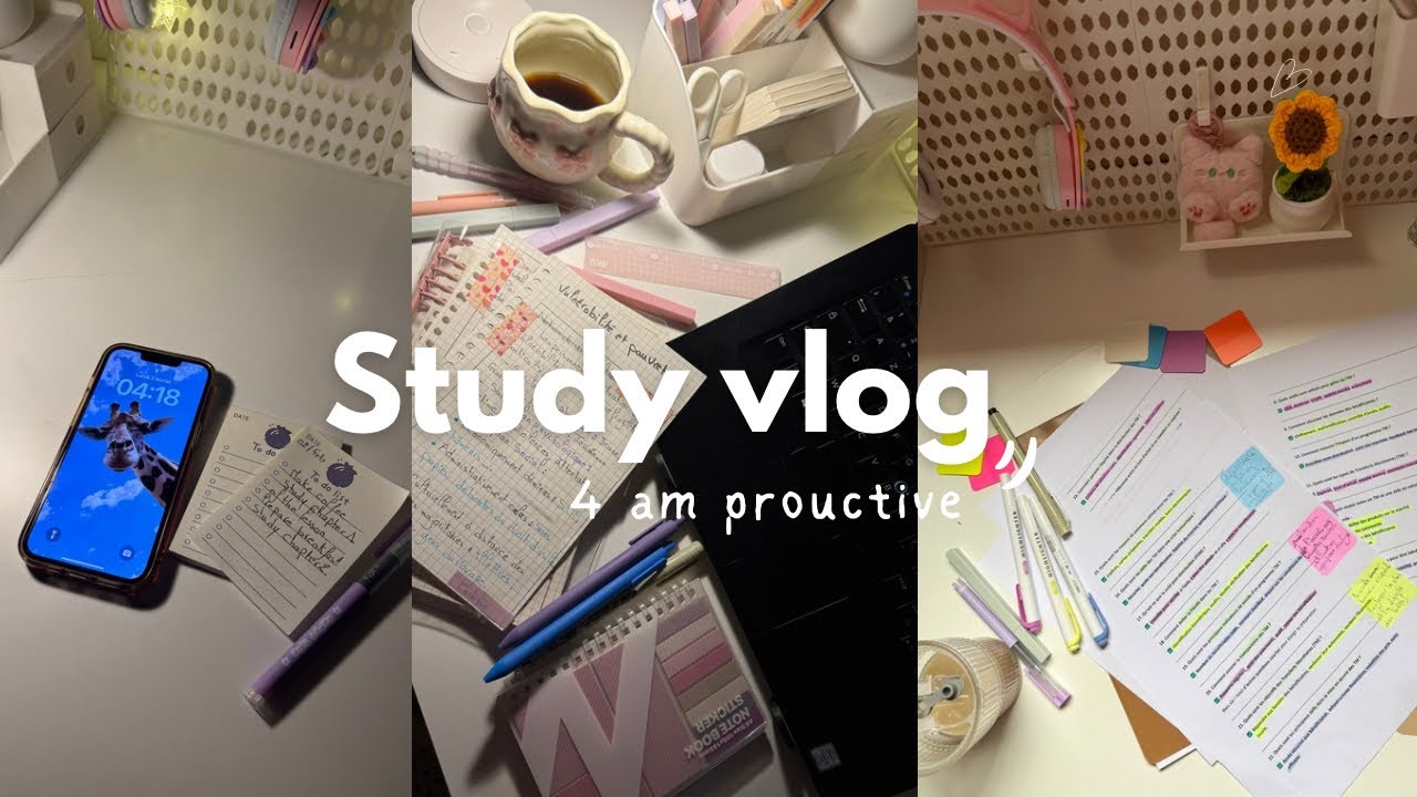 Study Vlog | 4 am, lots of studying, notes, study productive, coffee, motivation ✨