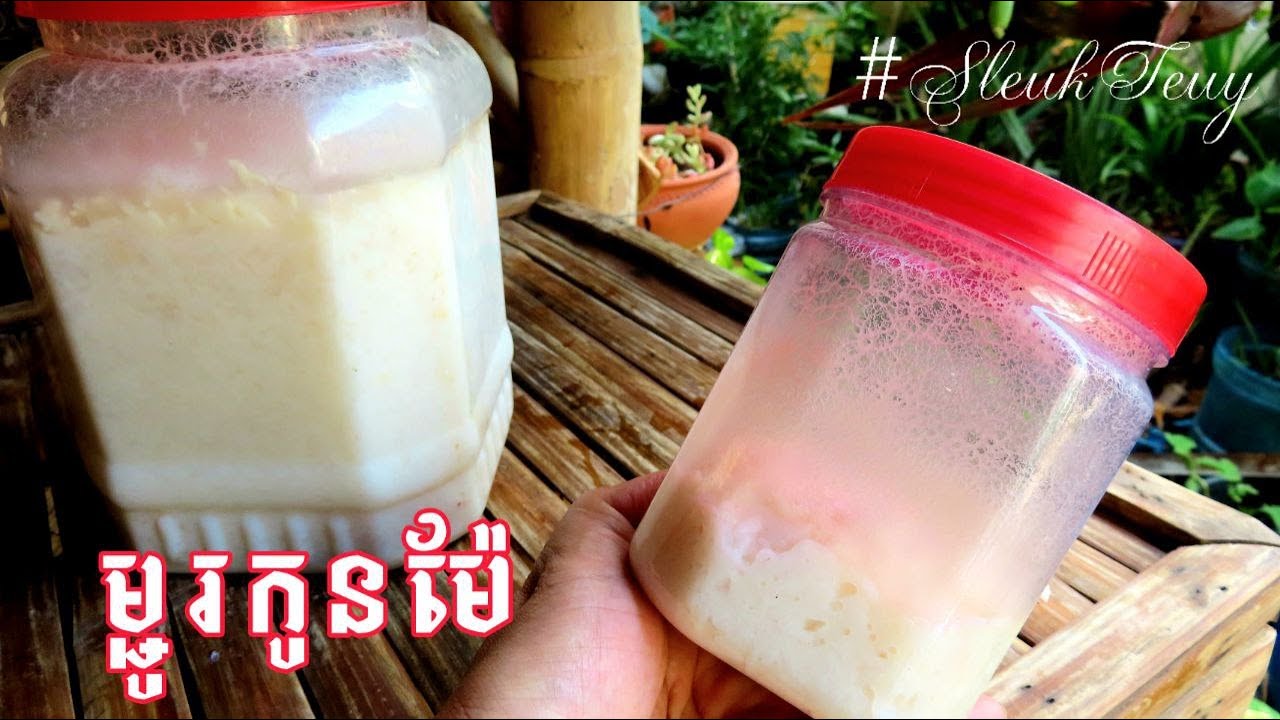 ម្ជូរកូនម៉ែលម្អិត Fermented Rice as Sour Ingredients #sleukteuy #ស្លឹកតើយ