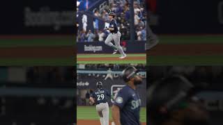 Two angles of Cal Raleigh's BIG swing! #Postseason 💪