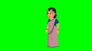 new cartoon character। Indian old woman cartoon character। green screen। cartoon character video