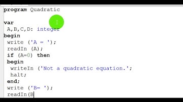 Pascal Coding Quadratic Решение квадратного уравнения