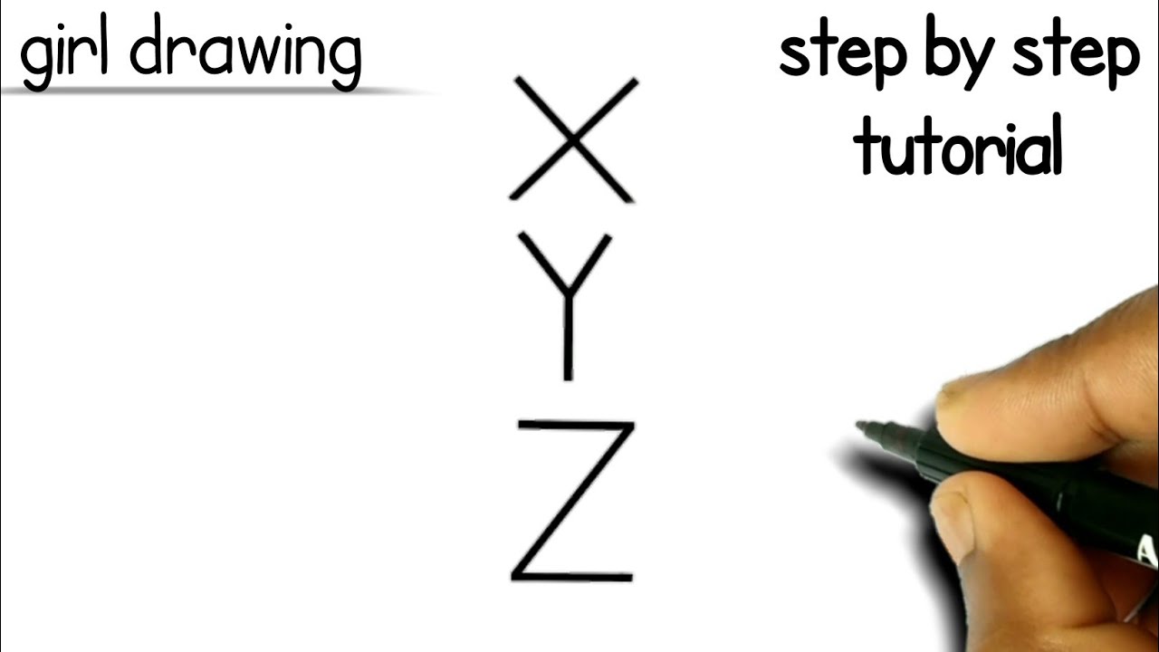 traditional girl drawing with Letters XYZ // girl drawing step by step ...