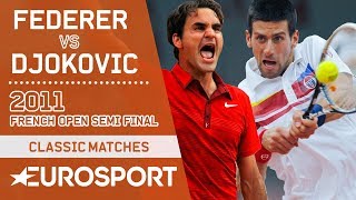 Roger Federer vs Novak Djokovic Highlights | French Open 2011 Men's Semi-Final | Eurosport