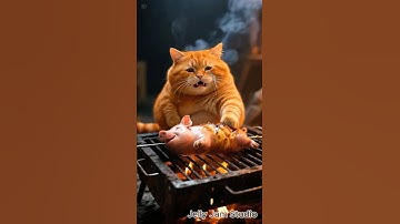 Orange cat cooking pig friend funny cartoon cute ai animation video