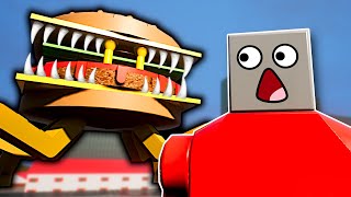 GIANT BURGER MONSTER SURVIVAL!  Brick Rigs Multiplayer Gameplay