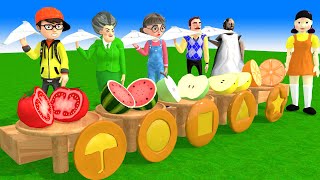 Scary Teacher 3D Paper Plane vs Fruit Challenge Orange Candy Shape Miss T vs 4 Friends Funny