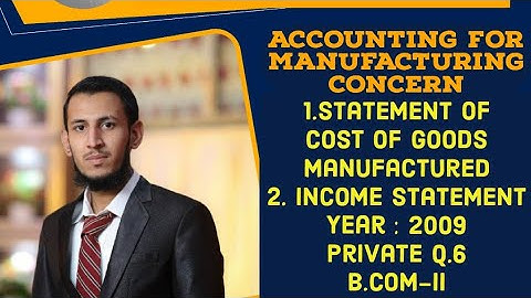 Cost Of Goods Manufactured Statement | Income Statement | Accounting For Manufacturing Concern B.COM