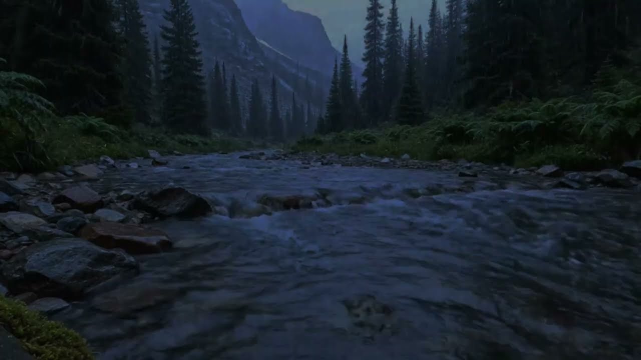 Relaxing Piano Music & Rain Sounds | Peaceful Mountain River Rain for Insomnia