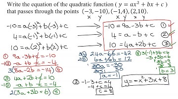 Write the Equation of Quadratic Function (y=ax^2+bx+c) That Passes Through Three Given Points