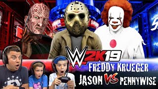 FREDDY VS JASON VS PENNYWISE (WWE 2K19) HORROR TLC SHOWDOWN!