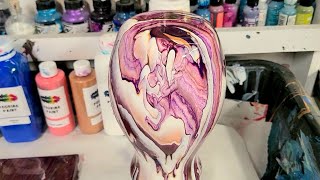 Gorgeous WARM acrylic pour on a vase