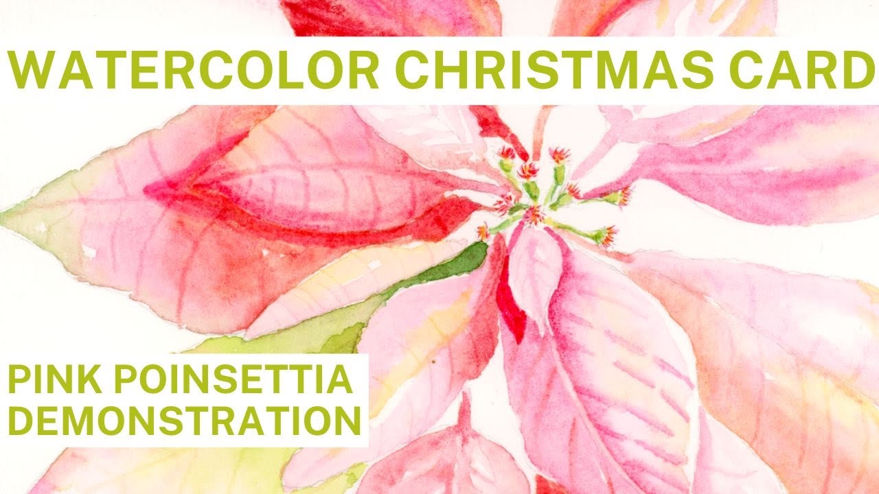 Watercolor Pink Poinsettia Christmas Card Demonstration - YouTube