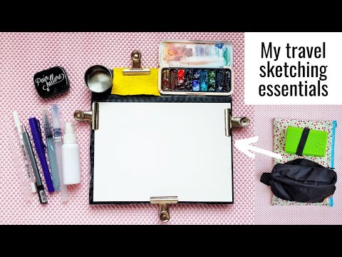 My travel sketching kit Updated / Portable watercolor set / Plein air art supplies