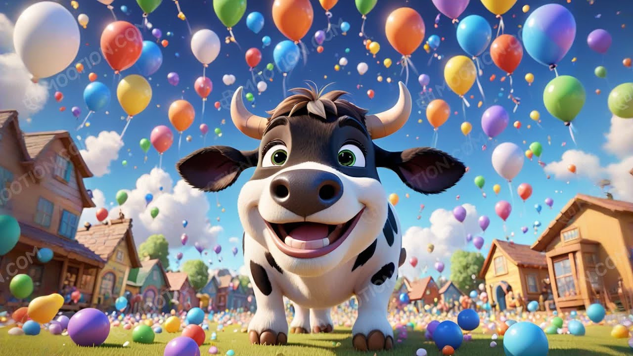 Jumping Cow in the Candy Sky 🌈 | Fun Kids Rhyme | Playful Nursery Song