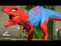 Spiderman the new trex mod vs venom iron man hulk captain america super hero dinosaurs fight