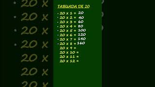 Tabuada de 20