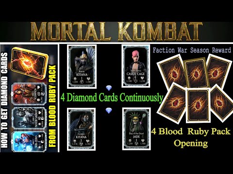 Faction War Season Reward | 4 Blood Ruby Pack Opening | Claiming 4 Consecutive Diamond Cards. |