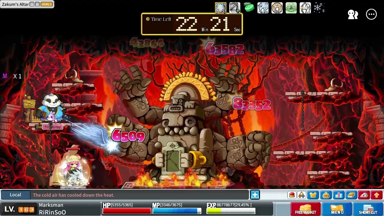 [Artale] 163 Marksman solo clear Zakum's hand and body phase1 in practice mode