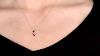 Created Ruby Heart Pendant with Diamonds 1/2 ct 10K White Gold | MyJewelryBox